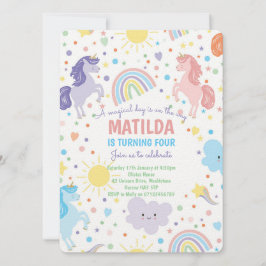 Convites de festas bonito de Pequenos Unicórnios