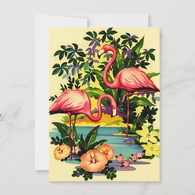 Convites de festas Bonito de Piscina Retro Flaming (Frente)