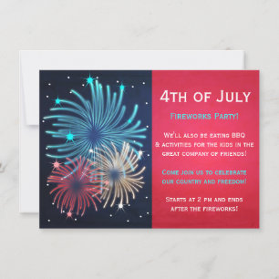 Convites de festas Bonito do Fireworks em 4 de jul