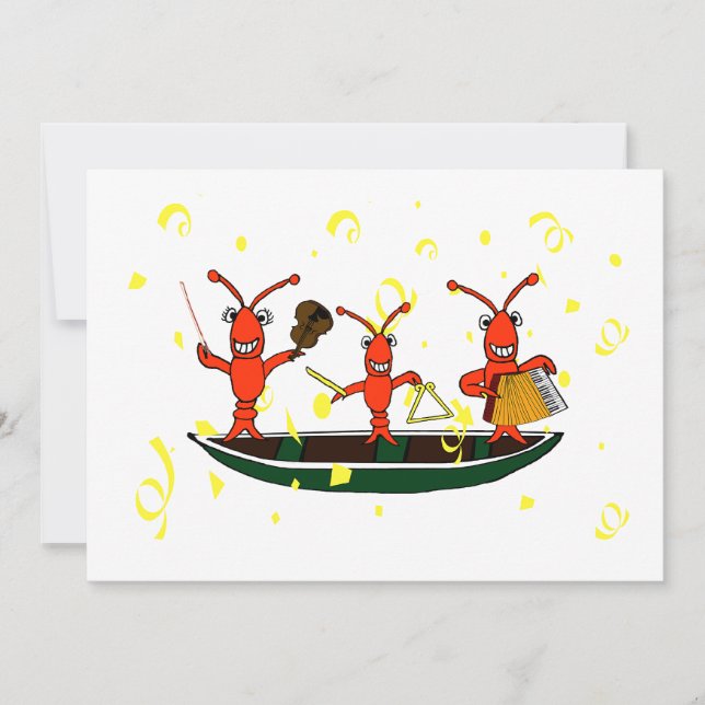 Convites de festas bonitos dos lagostins da música (Frente)