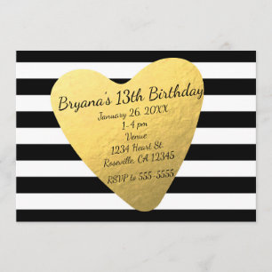 Convites de festas chiques do coração das listras