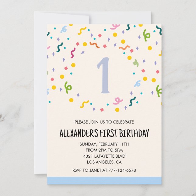 Convites de festas coloridos configuram crianças p (Frente)