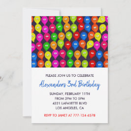 Convites de festas coloridos Monstro dos balões do