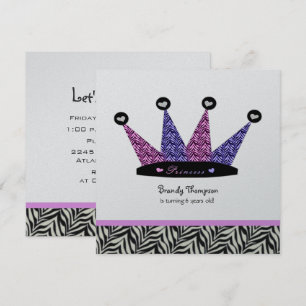 Convites de festas da Princesa Zebra