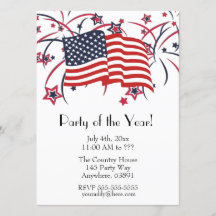 Convites de festas de 4 de julho