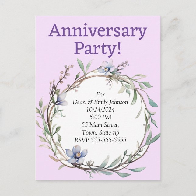 Convites de festas de aniversário (Frente)