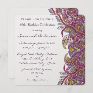 Convites de festas de aniversário de 40 anos cor-d