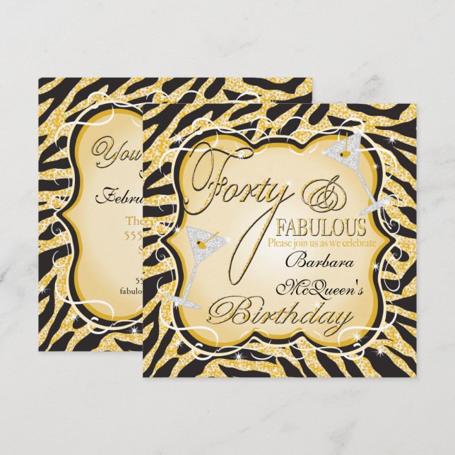 Convites de festas de aniversário de 40 anos de se (Frente/Verso)