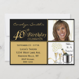 Convites de festas de aniversário de 40 anos surp