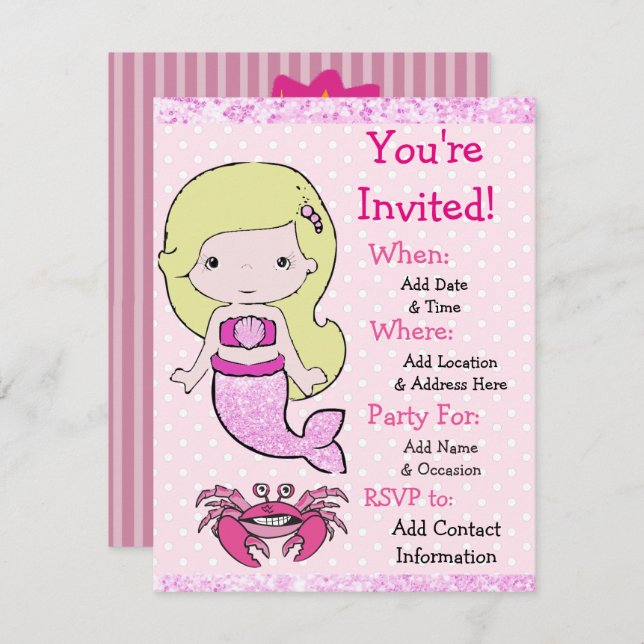 Convites de festas de aniversários bonito de Serei (Frente/Verso)