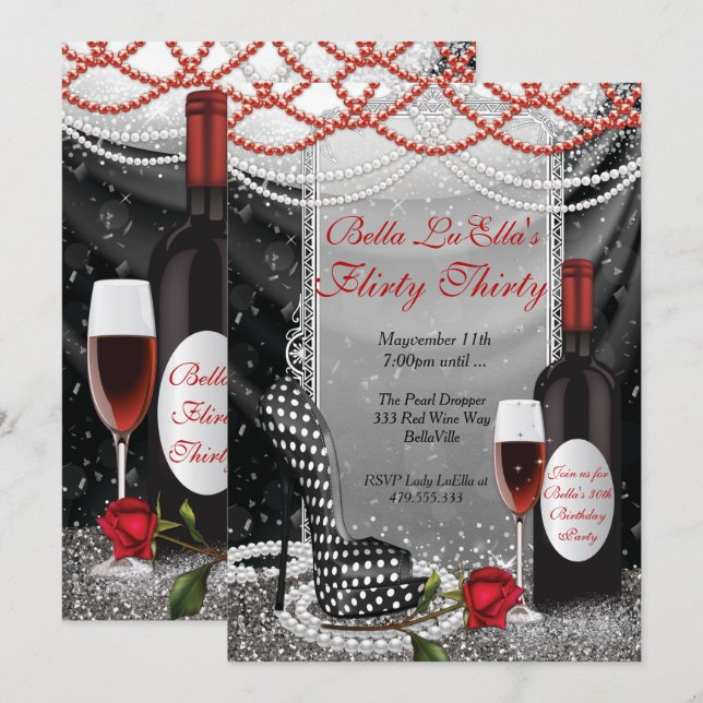 Convites de festas de aniversários Brilhantes (Frente/Verso)