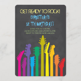 Convites de festas de aniversários da guitarra da