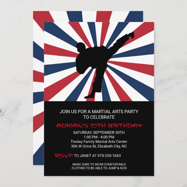 Convites de festas de aniversários de Artes Marcia (Frente/Verso)