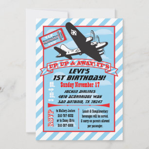 Convites de festas de aniversários de avião retror