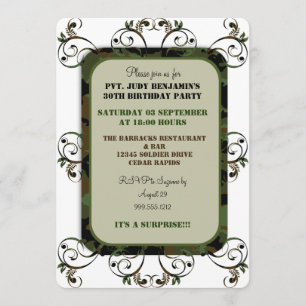 Convites de festas de aniversários de camuflagem