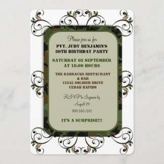 Convites de festas de aniversários de camuflagem