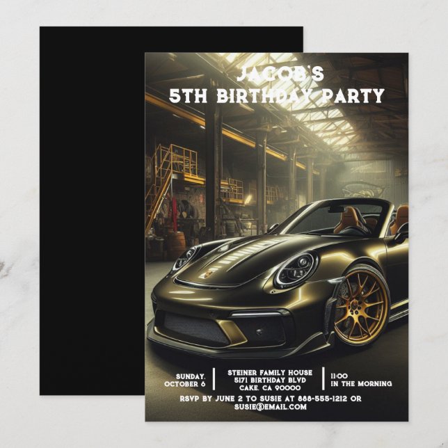 Convites de festas de aniversários de Carros de Id (Frente/Verso)