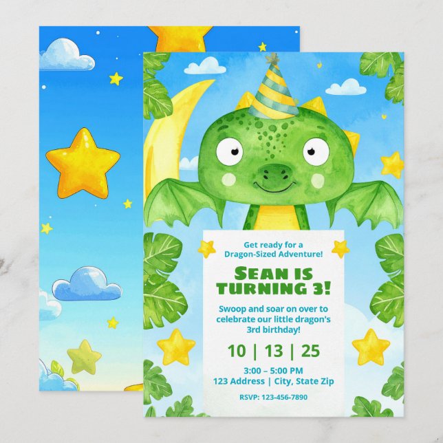 Convites de festas de aniversários de Criaturas Má (Frente/Verso)