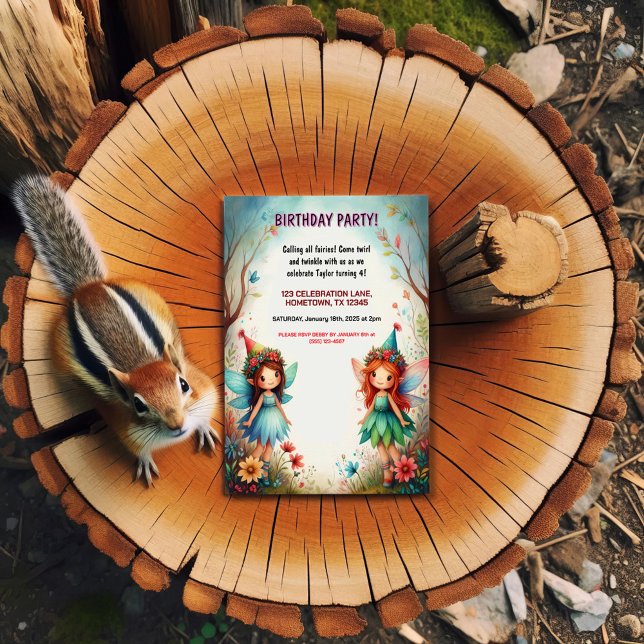 Convites de festas de aniversários de Fadas Encant (Criador carregado)