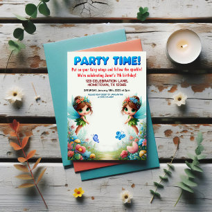 Convites de festas de aniversários de jardim de fa