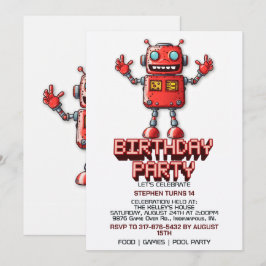 Convites de festas de aniversários de robô de espa