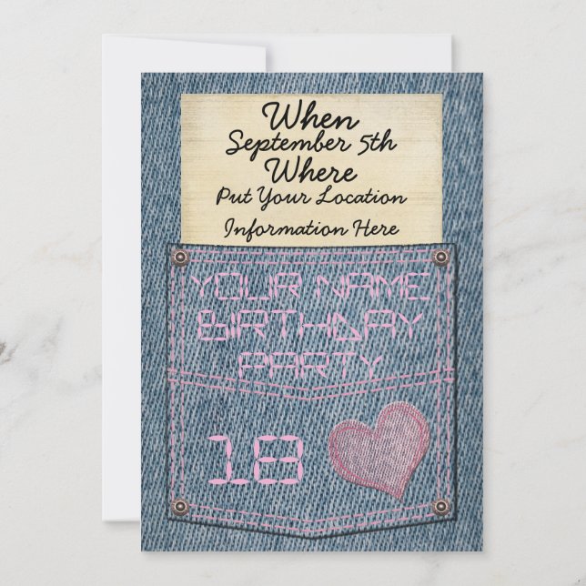 Convites de festas de aniversários do bolso de (Verso)