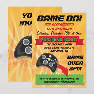 Convites de festas de aniversários do jogo de