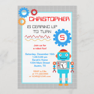Convites de festas de aniversários do robô