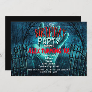 Convites de festas de aniversários do zombi