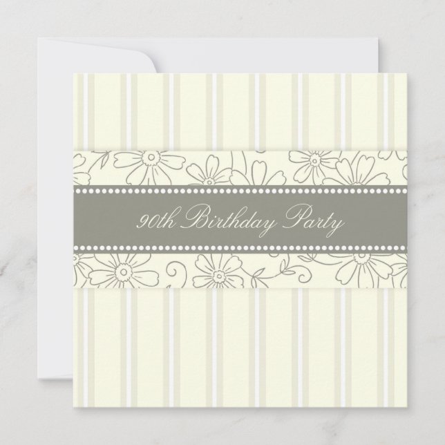 Convites de festas de aniversários florais do 90 (Frente)