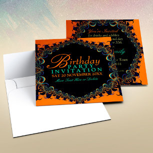 Convites de festas de aniversários Fractal Batik L