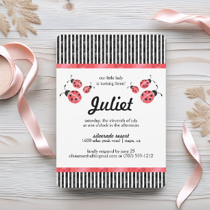 Convites de festas de aniversários Ladybug de Wate