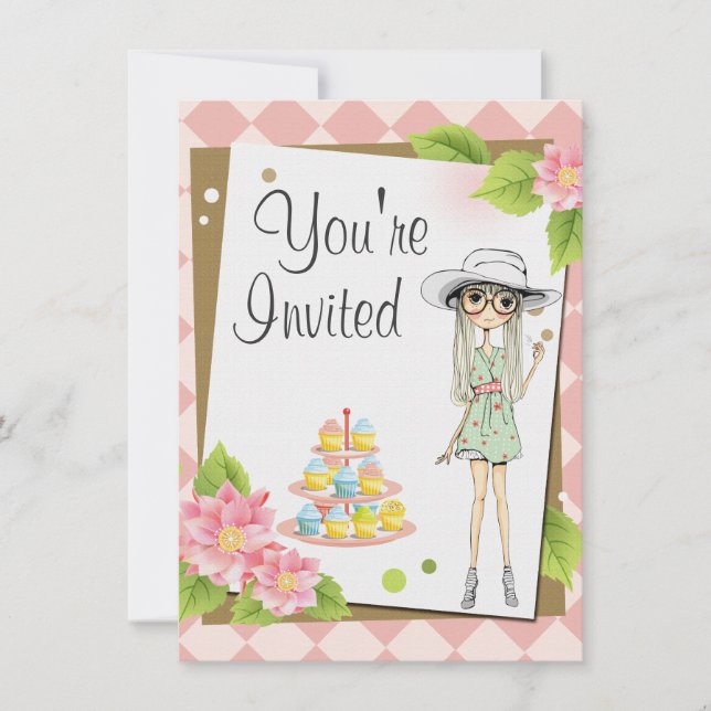 Convites de festas de aniversários na moda (Frente)