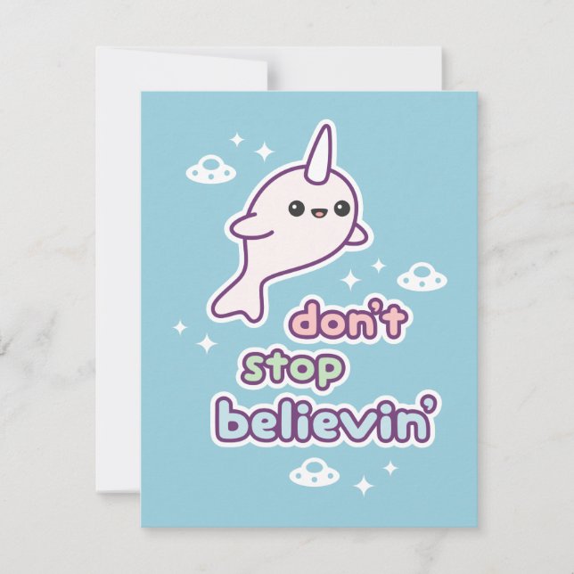 Convites de festas de aniversários Narwhals Cute (Frente)