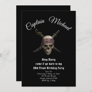Convites de festas de aniversários piratas Jolly R