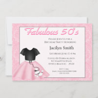 Convites de festas de aniversários Poodle Skirt