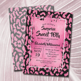 Convites de festas de aniversários rosa-leopardo 1