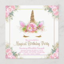 Convites de festas de aniversários Unicorn
