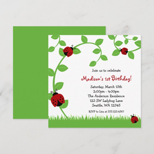 Convites de festas de aniversários vermelhos das (Frente/Verso)