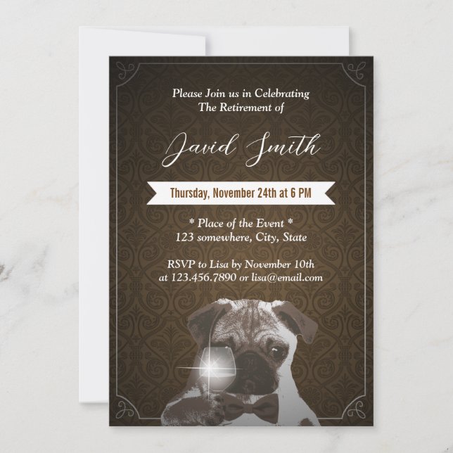 Convites de festas de Aposentação de Vinho Clássic (Frente)