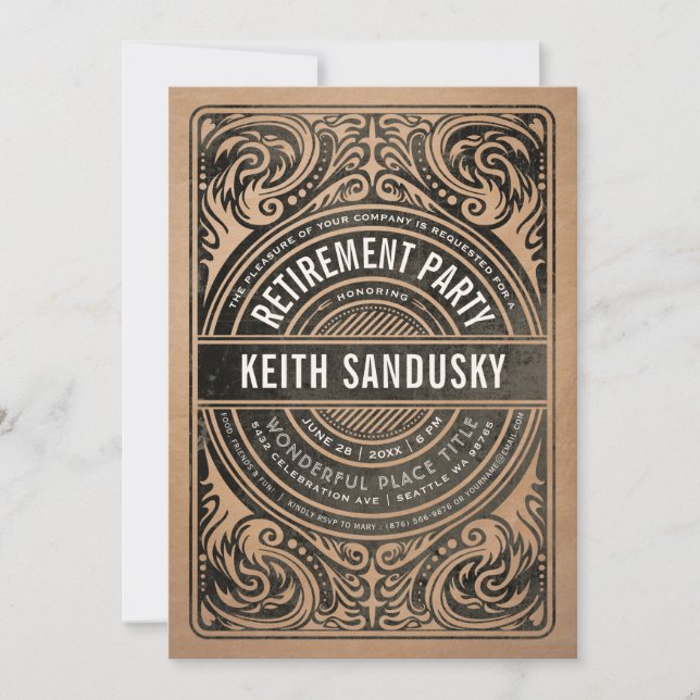 Convites de festas de aposentadoria CHURRASCO Rust (Frente)