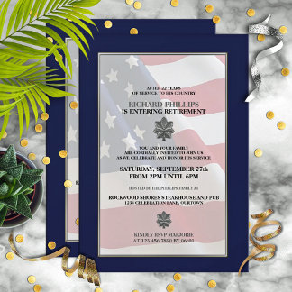 Convites de festas de aposentadoria militares