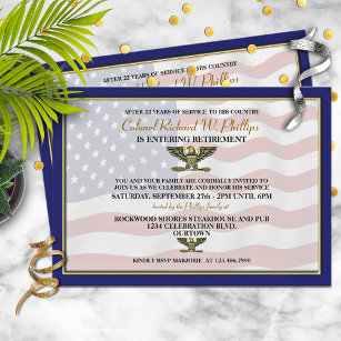 Convites de festas de aposentadoria militares