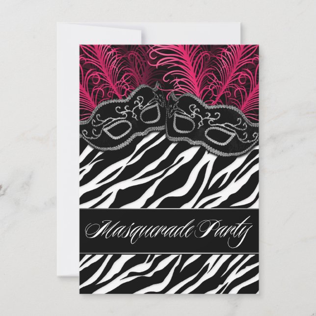 Convites de festas de Bola de Mascarada de Zebra R (Frente)