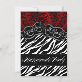 Convites de festas de Bola Mascarada de Zebra Verm