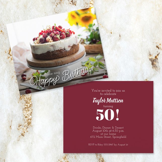 Convites de festas de Bolo de Aniversário Elegante (Criador carregado)