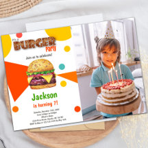 Convites de festas de Burger Personalizáveis para 