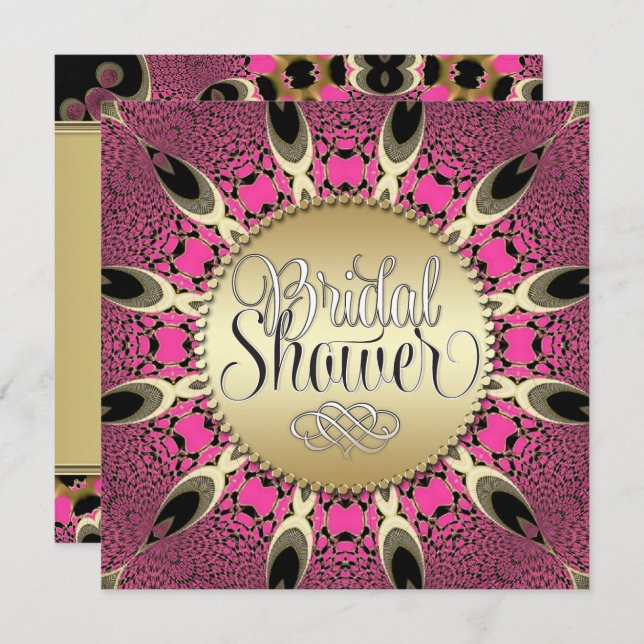 Convites de festas de Chá de panela Pink Funky (Frente/Verso)