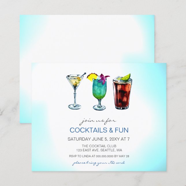 Convites de festas de Cocktail de Orçamento (Frente/Verso)