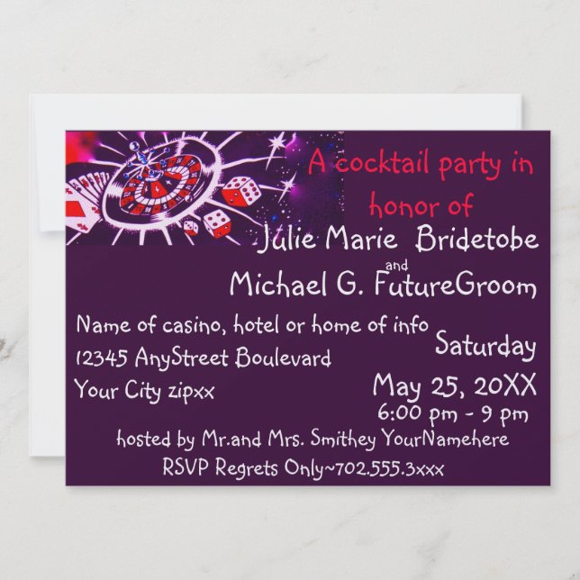 Convites de festas De Cocktail Tema De Jogo De Cas (Frente)